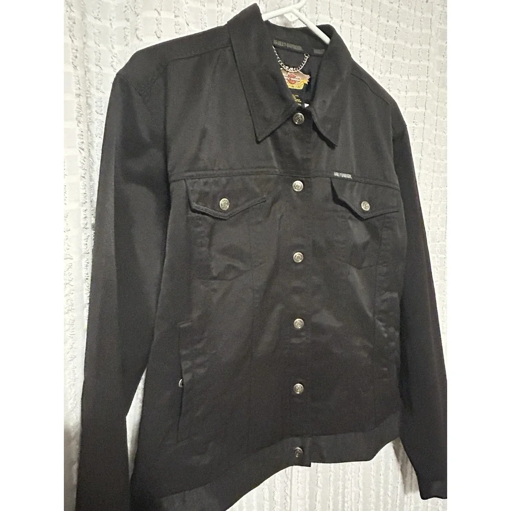 Harley Davidson 6 Snap‎ Button Riding Jacket Women's Size XLarge Black